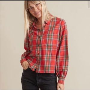 Marine Layer Cropped Plaid Top